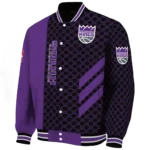 sacramento kings triple side stripes purple black varsity jacket best selling.webp