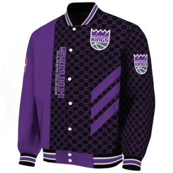 sacramento kings triple side stripes purple black varsity jacket best selling.webp