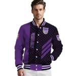 sacramento kings triple side stripes purple black varsity jacket best selling.webp