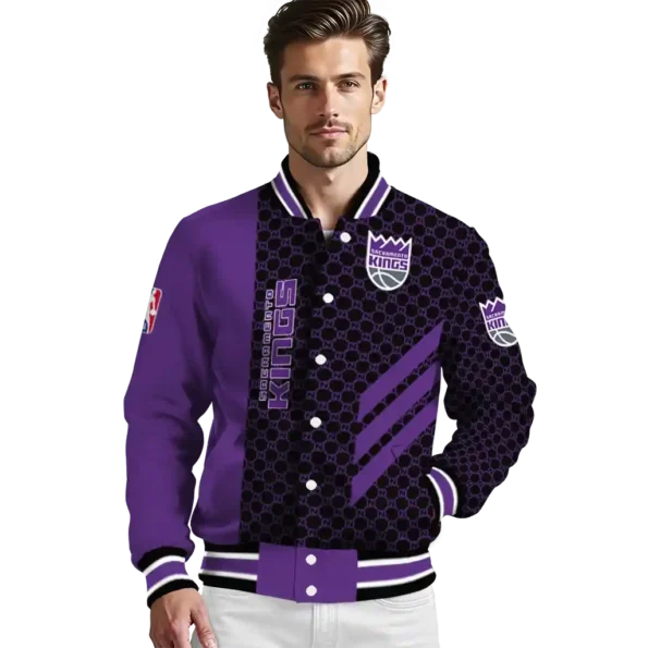 sacramento kings triple side stripes purple black varsity jacket high quality.webp