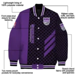 sacramento kings triple side stripes purple black varsity jacket best selling.webp