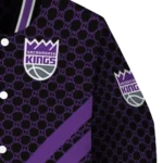 sacramento kings triple side stripes purple black varsity jacket best selling.webp