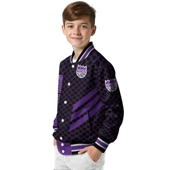 sacramento kings triple side stripes purple black varsity jacket trendy.webp