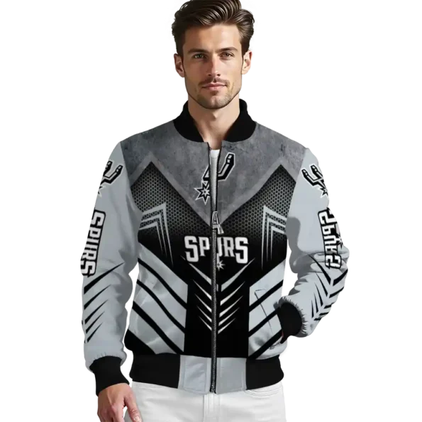 san antonio spurs arrow layer silver black bomber jacket high quality