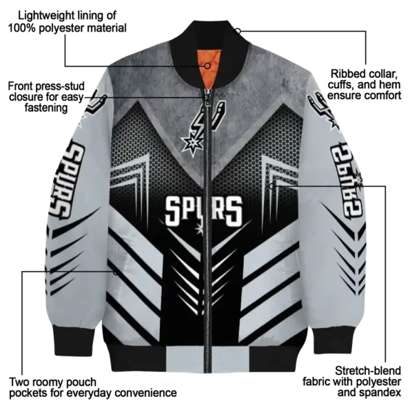 san antonio spurs arrow layer silver black bomber jacket new arrival
