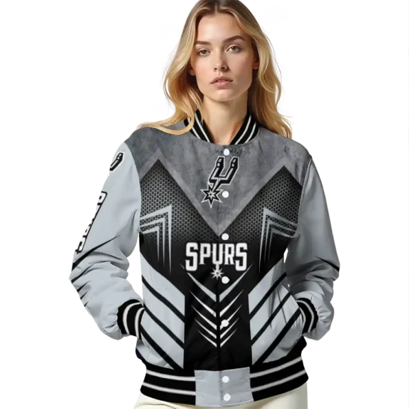san antonio spurs arrow layer silver black varsity jacket latest model.webp
