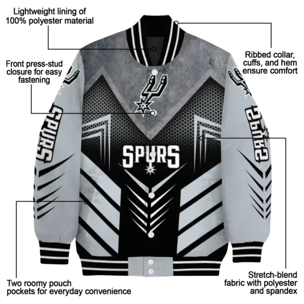 san antonio spurs arrow layer silver black varsity jacket new arrival.webp
