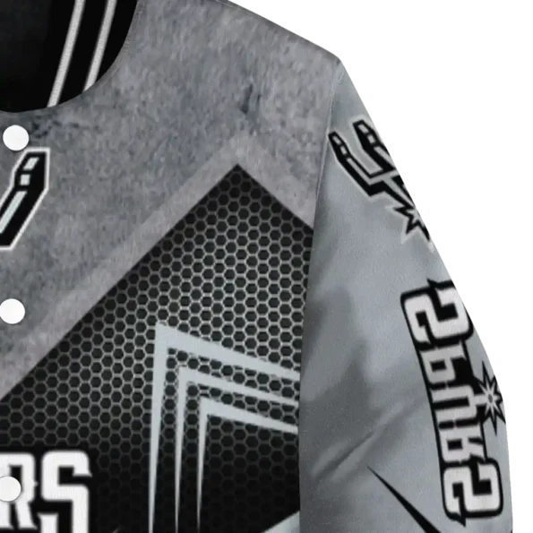 san antonio spurs arrow layer silver black varsity jacket premium grade.webp