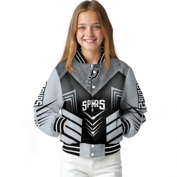 san antonio spurs arrow layer silver black varsity jacket top rated.webp