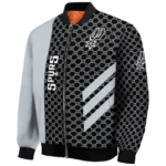 san antonio spurs triple side stripes silver black bomber jacket best selling