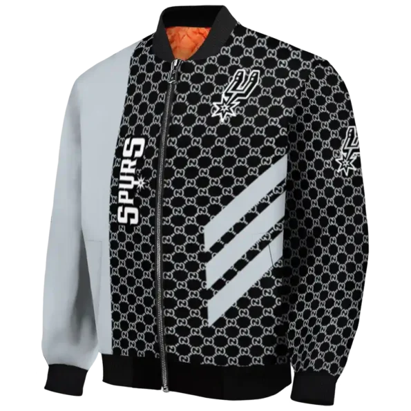 san antonio spurs triple side stripes silver black bomber jacket best selling