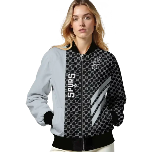 san antonio spurs triple side stripes silver black bomber jacket latest model