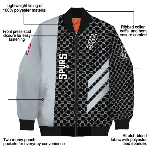 san antonio spurs triple side stripes silver black bomber jacket new arrival