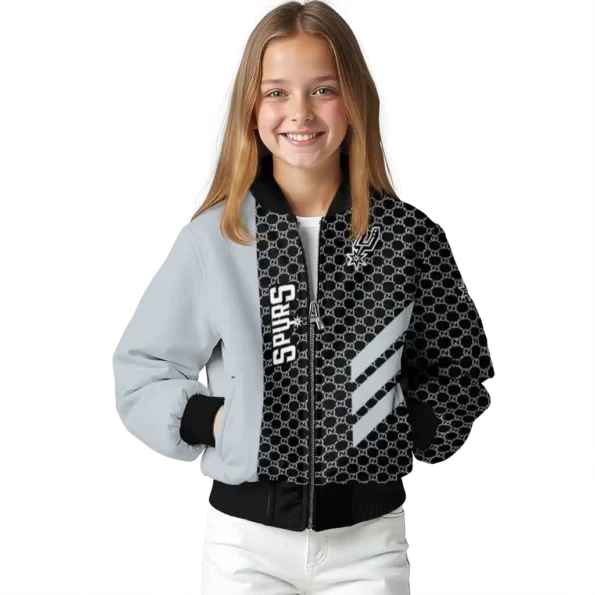 san antonio spurs triple side stripes silver black bomber jacket top rated