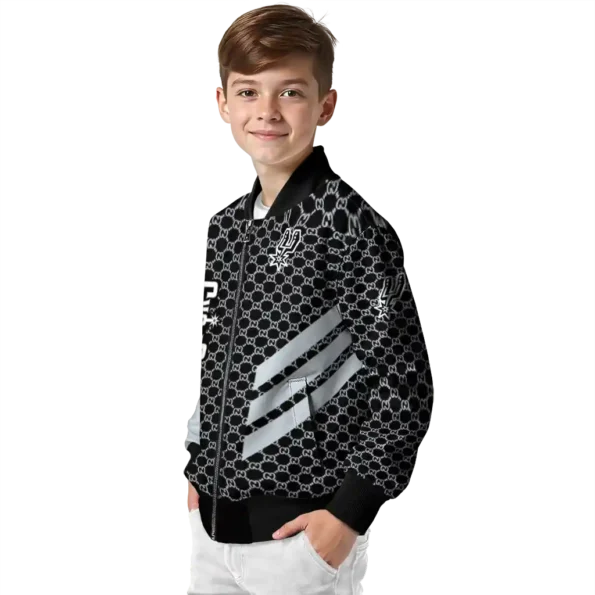 san antonio spurs triple side stripes silver black bomber jacket trendy