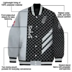 san antonio spurs triple side stripes silver black varsity jacket best selling.webp
