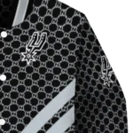 san antonio spurs triple side stripes silver black varsity jacket best selling.webp