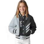 san antonio spurs triple side stripes silver black varsity jacket best selling.webp