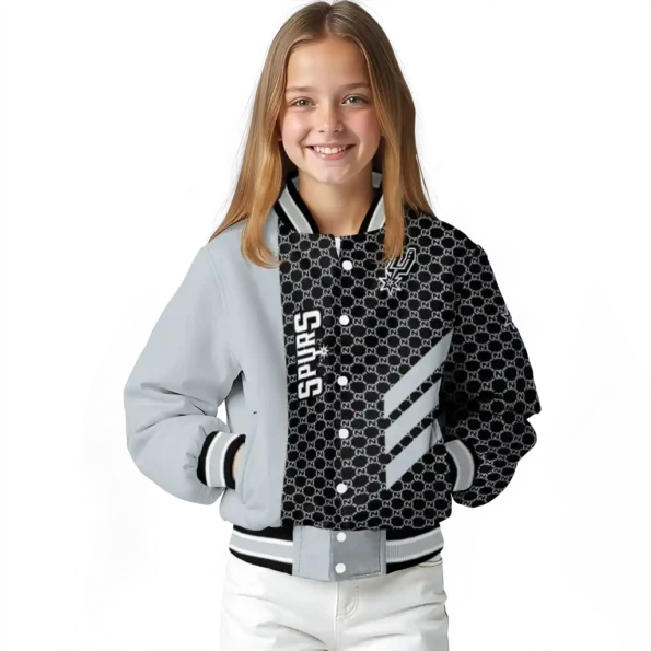 san antonio spurs triple side stripes silver black varsity jacket top rated.webp