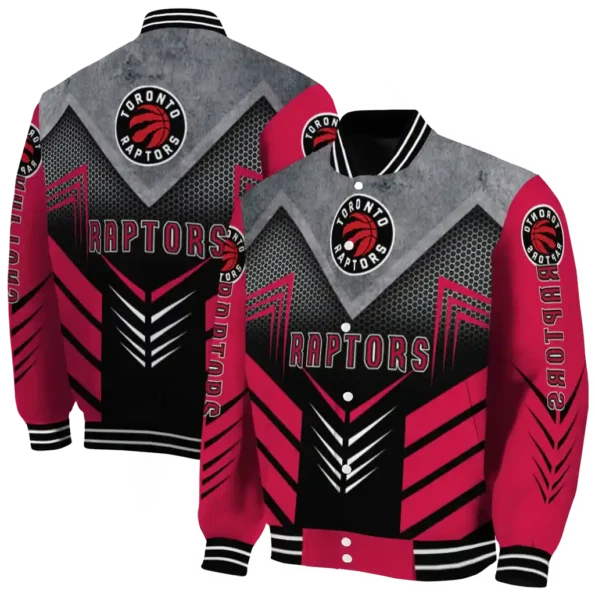 toronto raptors arrow layer red black varsity jacket fashion forward.webp
