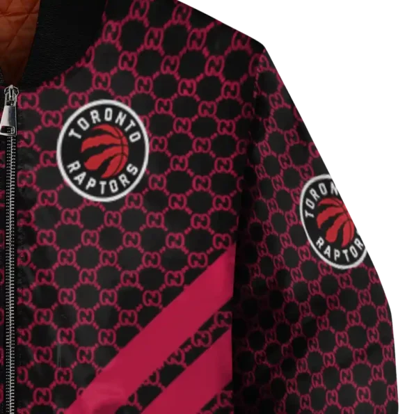 toronto raptors triple side stripes red black bomber jacket premium grade