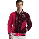 toronto raptors triple side stripes red black varsity jacket best selling.webp