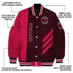 toronto raptors triple side stripes red black varsity jacket best selling.webp