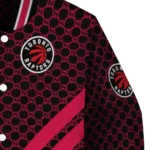 toronto raptors triple side stripes red black varsity jacket best selling.webp