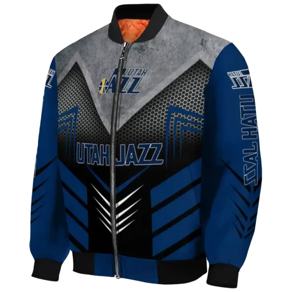utah jazz arrow layer navy black bomber jacket best selling