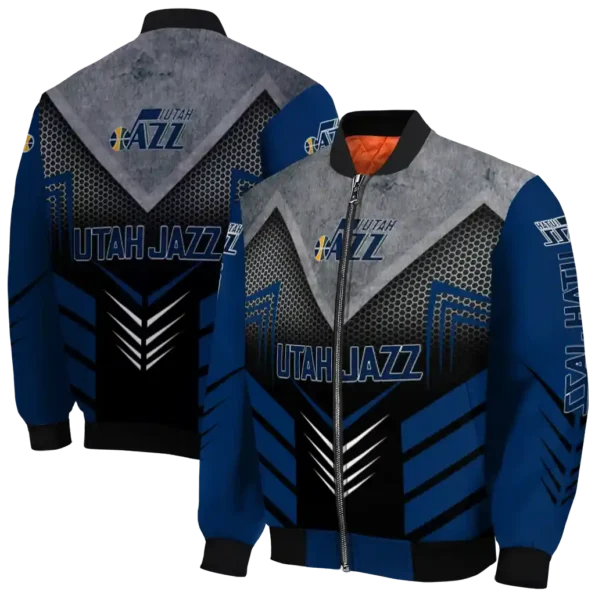utah jazz arrow layer navy black bomber jacket fashion forward