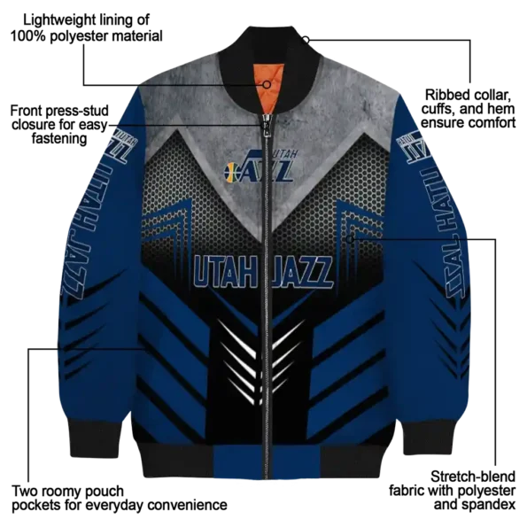 utah jazz arrow layer navy black bomber jacket new arrival