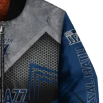 utah jazz arrow layer navy black bomber jacket best selling