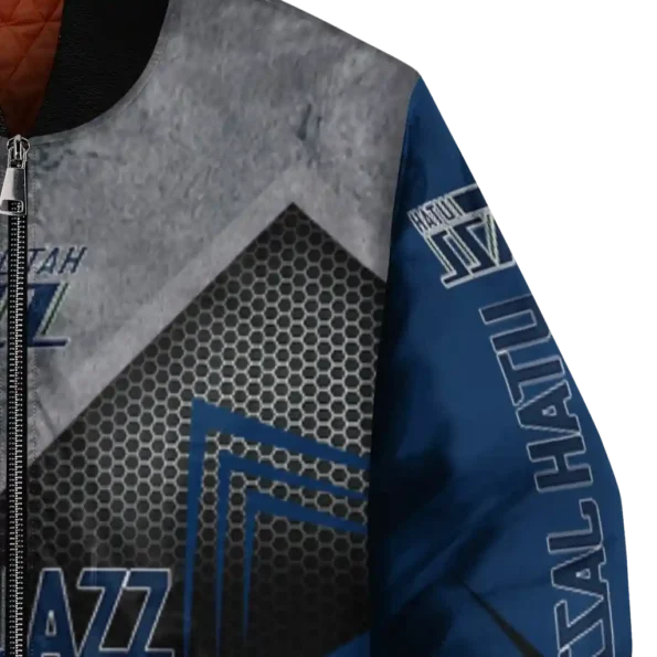 utah jazz arrow layer navy black bomber jacket premium grade