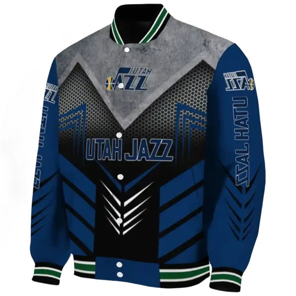 utah jazz arrow layer navy black varsity jacket best selling.webp