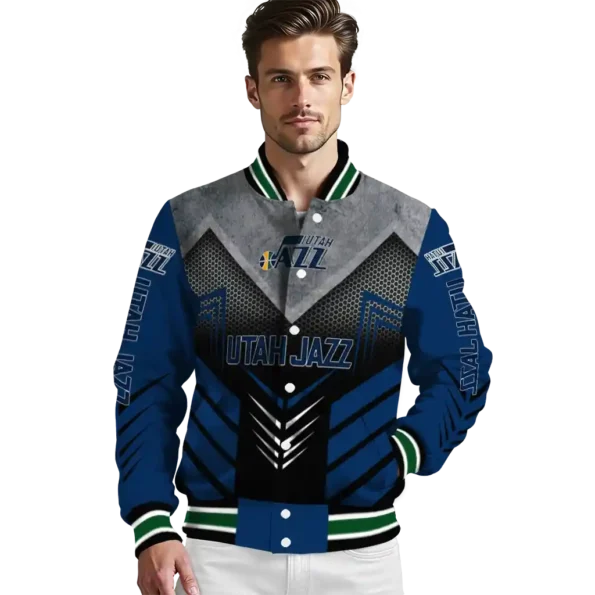 utah jazz arrow layer navy black varsity jacket high quality.webp