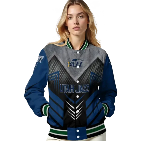 utah jazz arrow layer navy black varsity jacket latest model.webp