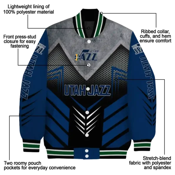 utah jazz arrow layer navy black varsity jacket new arrival.webp