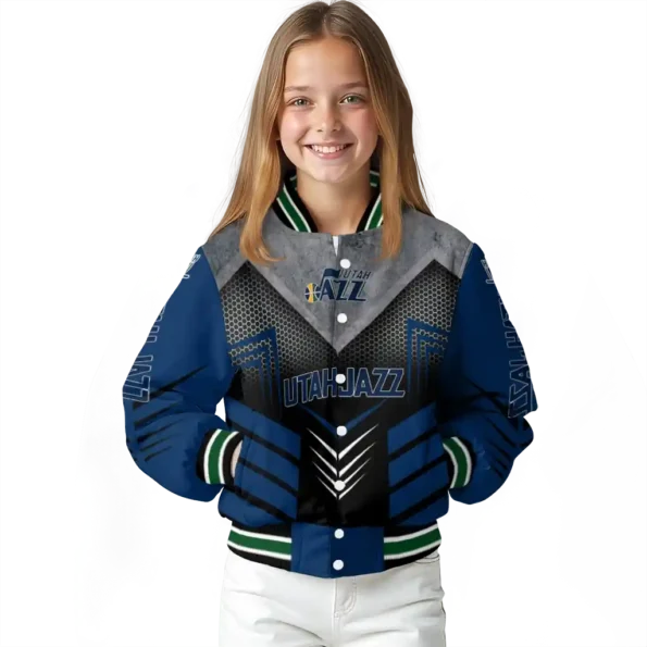 utah jazz arrow layer navy black varsity jacket top rated.webp