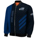 utah jazz triple side stripes navy black bomber jacket best selling