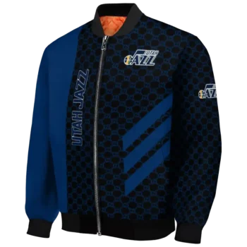 utah jazz triple side stripes navy black bomber jacket best selling