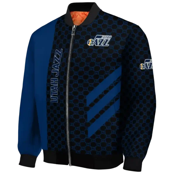 utah jazz triple side stripes navy black bomber jacket best selling