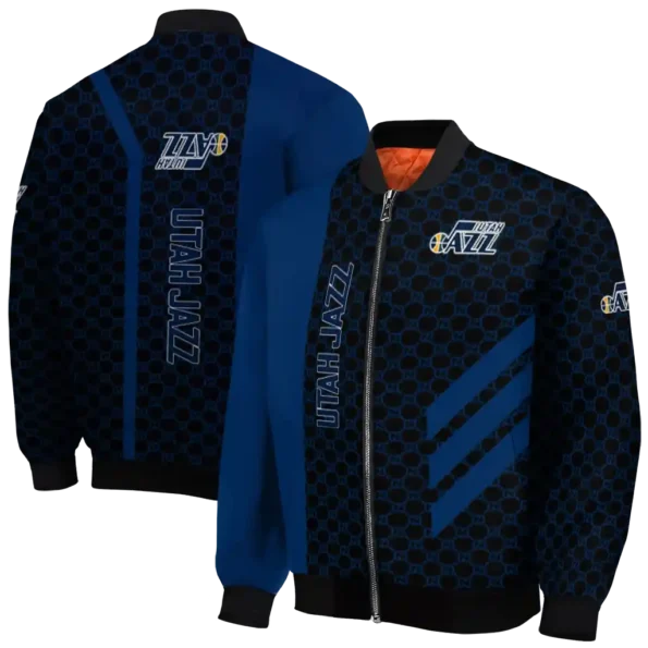 utah jazz triple side stripes navy black bomber jacket fashion forward