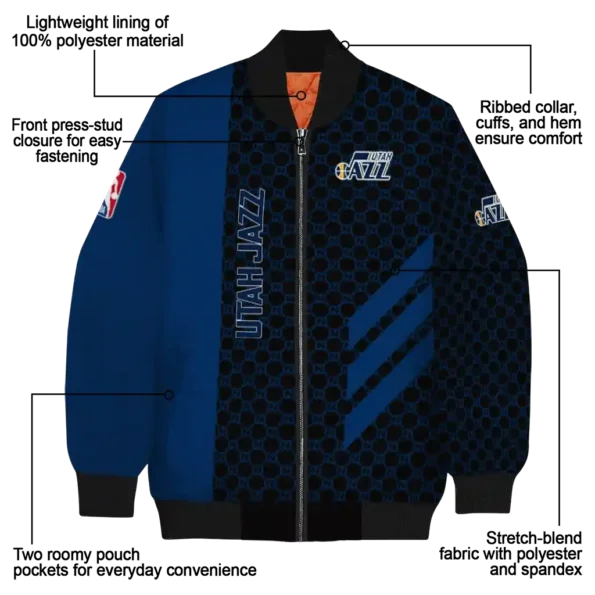 utah jazz triple side stripes navy black bomber jacket new arrival