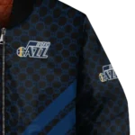 utah jazz triple side stripes navy black bomber jacket best selling