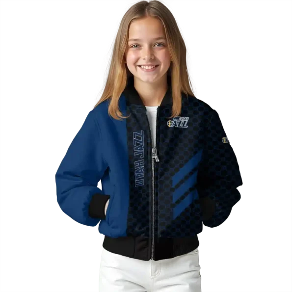 utah jazz triple side stripes navy black bomber jacket top rated