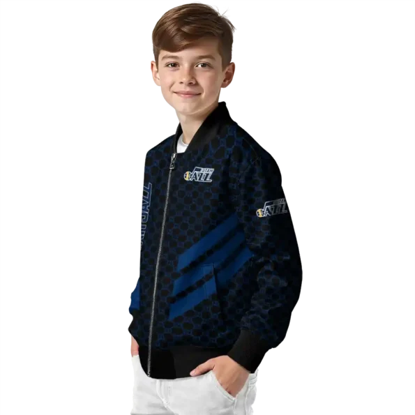 utah jazz triple side stripes navy black bomber jacket trendy