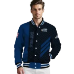 utah jazz triple side stripes navy black varsity jacket best selling.webp