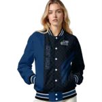 utah jazz triple side stripes navy black varsity jacket best selling.webp