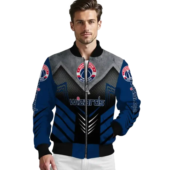 washington wizards arrow layer blue black bomber jacket high quality
