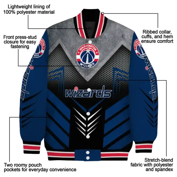 washington wizards arrow layer blue black varsity jacket new arrival.webp